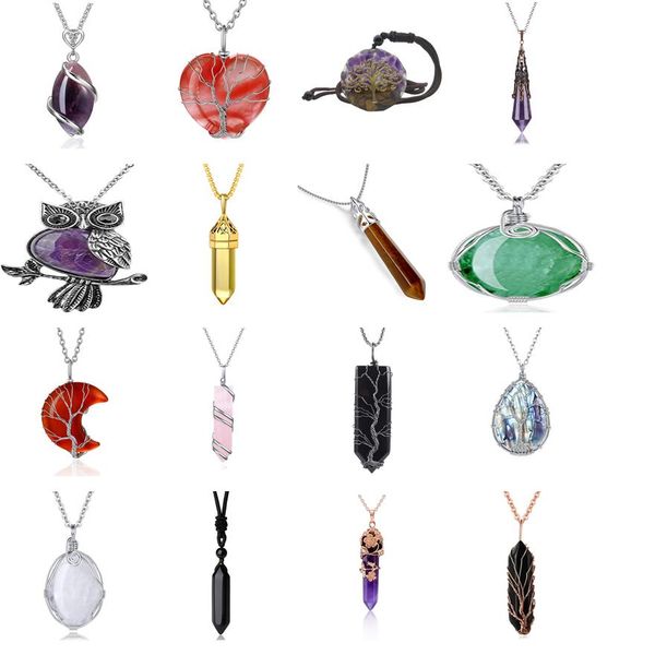 pendant necklaces jovivi flower wrapped natural healing crystal pointed neckl ambwe, Silver
pendant necklaces jovivi flower wrapped natural healing crystal pointed neckl ambwe, Silver