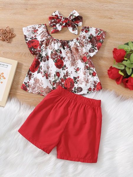 toddler girls floral print & shorts she, White
toddler girls floral print & shorts she, White