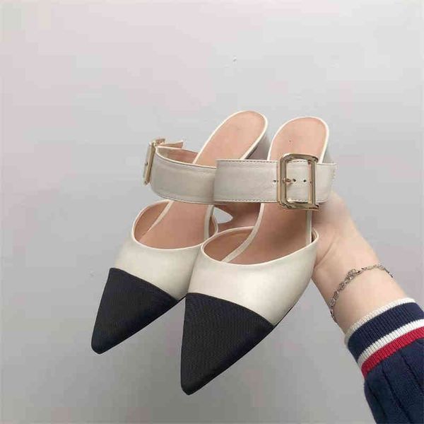 sandals summer small fragrance stitched kitten with baotou sandals women's gentle thin heel pointed, Black
sandals summer small fragrance stitched kitten with baotou sandals women's gentle thin heel pointed, Black