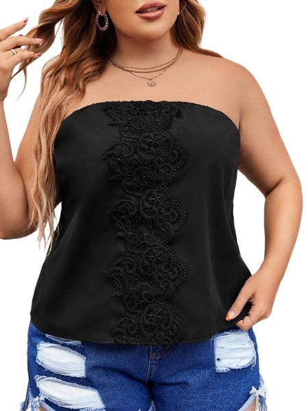 plus guipure lace panel tube 400y#, Black
plus guipure lace panel tube 400y#, Black