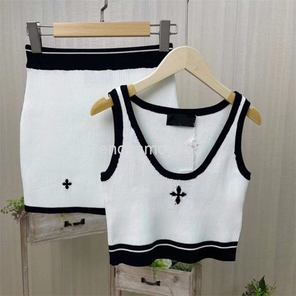 two piece dress high version fashion knitted suit in spring and summer of women's cross jacquard vest skirt two-piece set, White
two piece dress high version fashion knitted suit in spring and summer of women's cross jacquard vest skirt two-piece set, White