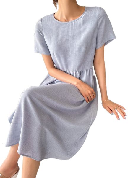 dazy solid a-line dress 88an#, Black;gray 
dazy solid a-line dress 88an#, Black;gray