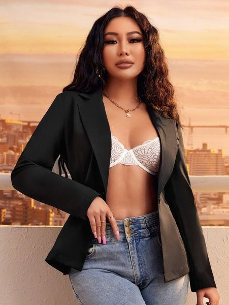 sxy solid lapel neck single button blazer s8y8#, White