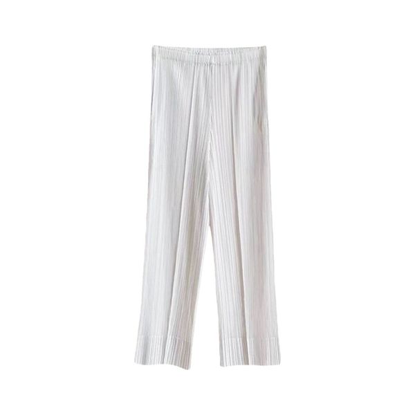 women's pants capris miyake trousers pleated 2022 summer thin style hanging high waist nine-minute pants casual small foot suit women, Black;white
women's pants capris miyake trousers pleated 2022 summer thin style hanging high waist nine-minute pants casual small foot suit women, Black;white