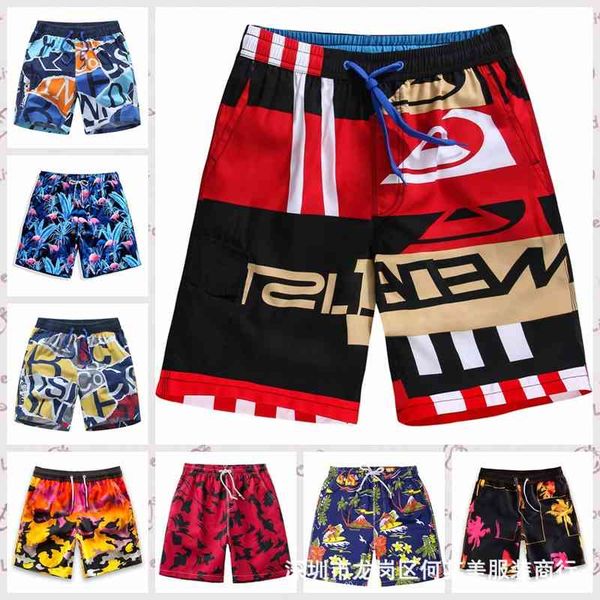 men's shorts 2022 summer quick drying beach pants large print, White;black 
men's shorts 2022 summer quick drying beach pants large print, White;black