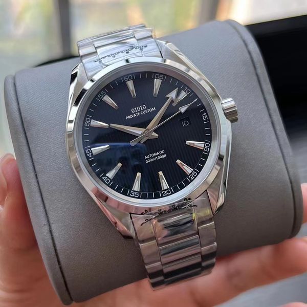 41mm mens automatic watch mechanical sapphire black blue leather rubber luminous stainless steel, Slivery;brown
41mm mens automatic watch mechanical sapphire black blue leather rubber luminous stainless steel, Slivery;brown