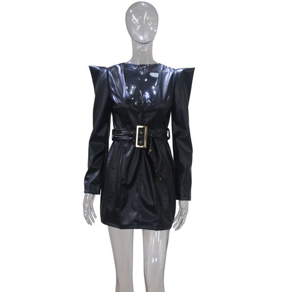 black pu leather mini dress with belt slim party night club v-neck rivet ruffle sleeve bodycon vestidos autumn girls coat led168168, Black;gray
black pu leather mini dress with belt slim party night club v-neck rivet ruffle sleeve bodycon vestidos autumn girls coat led168168, Black;gray