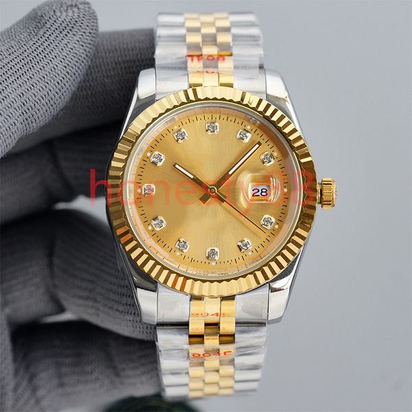 41mm 36mm couple watches men's automatic wristwatch machinery fashion women's 904l stainless steel strap with diamond golden dial, Slivery;brown
41mm 36mm couple watches men's automatic wristwatch machinery fashion women's 904l stainless steel strap with diamond golden dial, Slivery;brown