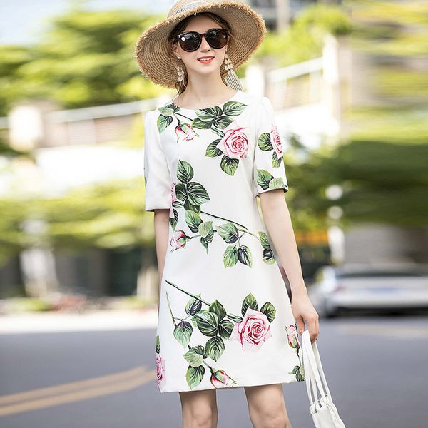 women's runway dress o neck short sleeves floral printed high street fashion pencil dresses vestidos, Black
women's runway dress o neck short sleeves floral printed high street fashion pencil dresses vestidos, Black
