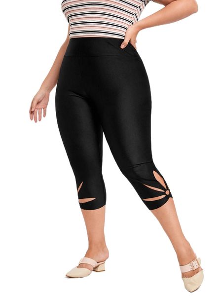 plus high waist cut out pants q2od#, Black
plus high waist cut out pants q2od#, Black