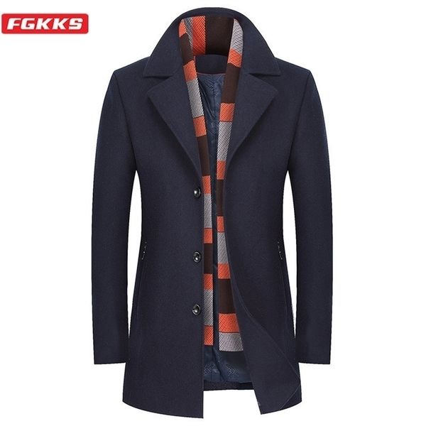 fgkks winter new men wool blend coats fashion brand men s business casual wool coat thick warm wool overcoat male with scarf lj201110, Black
fgkks winter new men wool blend coats fashion brand men s business casual wool coat thick warm wool overcoat male with scarf lj201110, Black