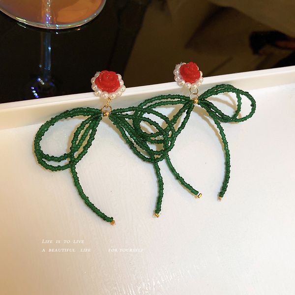 925 silver needle dark green crystal bow flower earrings summer retro high profile and generous long earrings women, Golden
925 silver needle dark green crystal bow flower earrings summer retro high profile and generous long earrings women, Golden