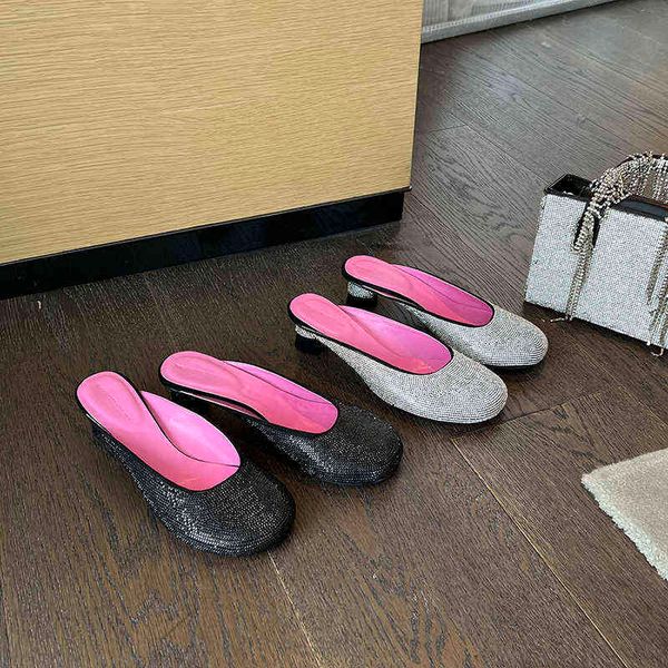 slippers round toe women slides fashion full rhinestone crystal mid heels summer slipper mules shoes woman 220328, Black
slippers round toe women slides fashion full rhinestone crystal mid heels summer slipper mules shoes woman 220328, Black