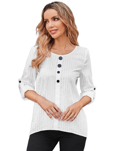 emery rose button front roll up sleeve striped blouse p4ag#, White
emery rose button front roll up sleeve striped blouse p4ag#, White