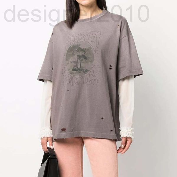 women's t-shirt designer acne swedish minority 22 summer women's fashion fold fake two pieces of perforated screen sleeve printed, White
women's t-shirt designer acne swedish minority 22 summer women's fashion fold fake two pieces of perforated screen sleeve printed, White