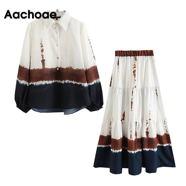 aachoae women 2 piece set elegant tie dye printed batwing long sleeve turn down shirts with high waist a line midi skirts 220323, White
aachoae women 2 piece set elegant tie dye printed batwing long sleeve turn down shirts with high waist a line midi skirts 220323, White