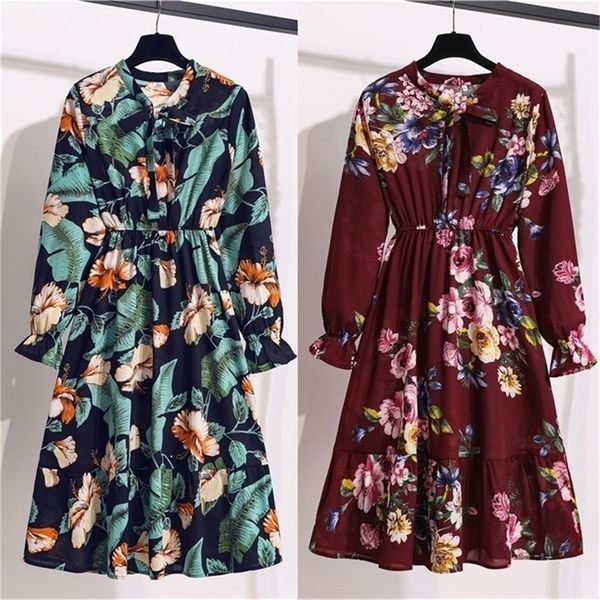 bow elastic waist midi chiffon dress women vintage spring summer print dresses new floral long sleeve slim party dress vestidos lj200818, Black;gray
bow elastic waist midi chiffon dress women vintage spring summer print dresses new floral long sleeve slim party dress vestidos lj200818, Black;gray