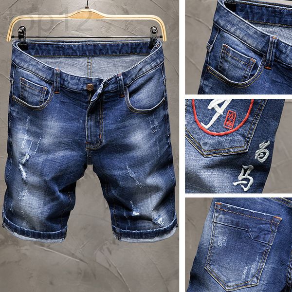 men's jeans designer chinese style embroidered denim shorts men's summer fashion brand perforated capris large size thin medium pa, Blue
men's jeans designer chinese style embroidered denim shorts men's summer fashion brand perforated capris large size thin medium pa, Blue