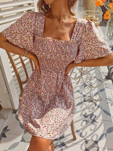 ditsy floral print square neck shirred dress m21u#, Black;gray
ditsy floral print square neck shirred dress m21u#, Black;gray