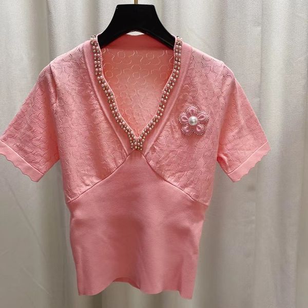2022 summer autumn milan runway women's knits & tees v neck short sleeve women's sweater high end jacquard designer clothing 0530-, White
2022 summer autumn milan runway women's knits & tees v neck short sleeve women's sweater high end jacquard designer clothing 0530-, White