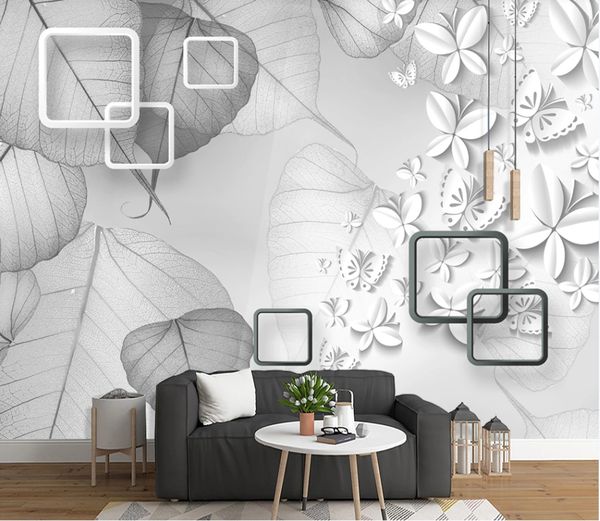 black and white creative leaves butterfly 3d tv background wall custom 8d waterproof wallpaper wall covering
black and white creative leaves butterfly 3d tv background wall custom 8d waterproof wallpaper wall covering
