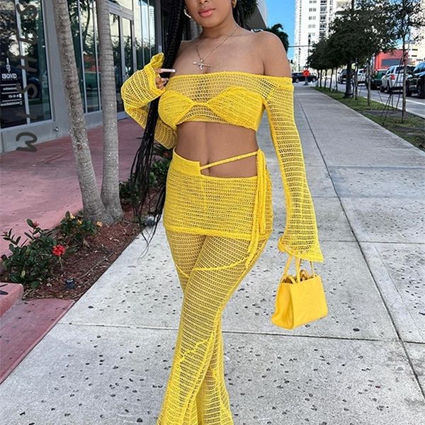 two piece set women fishnet hollow out tracksuits long sleeve see through cropped high waist flare pants summer 220510, White
two piece set women fishnet hollow out tracksuits long sleeve see through cropped high waist flare pants summer 220510, White