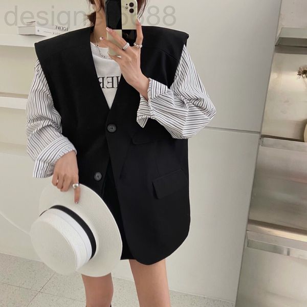 women's suits & blazers designer sp original fake two-piece suit jacket spring british stripe stitched sleeve loose suit fashion zsyd, White;black
women's suits & blazers designer sp original fake two-piece suit jacket spring british stripe stitched sleeve loose suit fashion zsyd, White;black