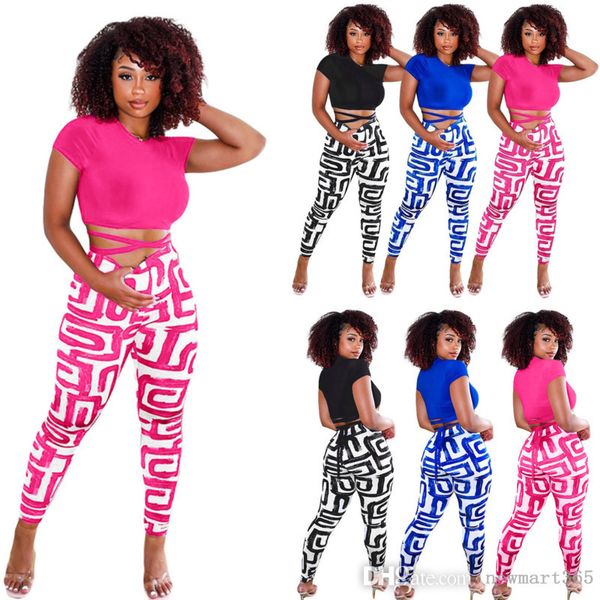 two piece pants womens set summer designer clothing temperament bandage short sleeve sweet printing slim fitting leggings outfits, White
two piece pants womens set summer designer clothing temperament bandage short sleeve sweet printing slim fitting leggings outfits, White