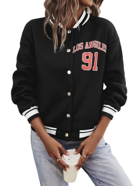 letter graphic striped trim drop shoulder varsity jacket b9k7#, Black;brown
letter graphic striped trim drop shoulder varsity jacket b9k7#, Black;brown