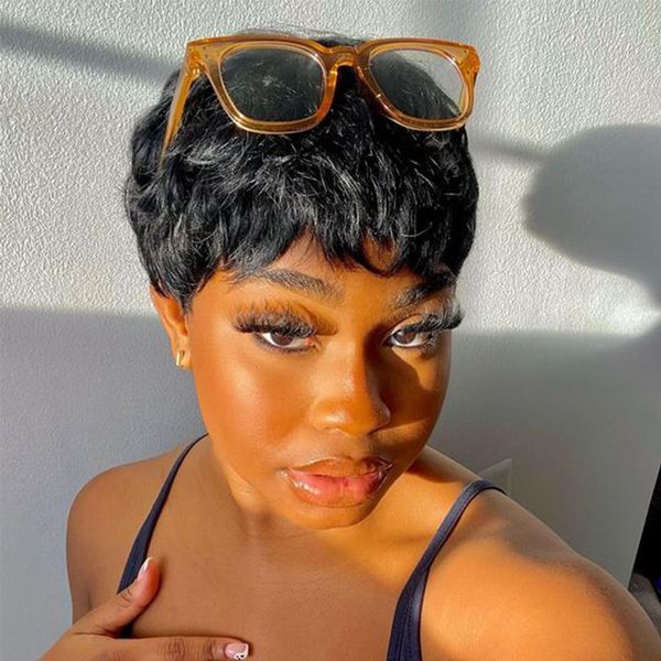 short pixie cut human hair brazilian none lace machine made wigs for black women glueless wigs pre plucked, Black;brown
short pixie cut human hair brazilian none lace machine made wigs for black women glueless wigs pre plucked, Black;brown