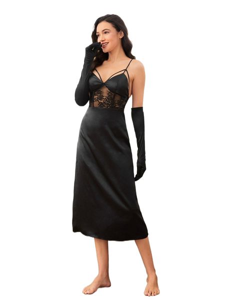 lace panel cut out satin cami nightdress g0us#, Black;red
lace panel cut out satin cami nightdress g0us#, Black;red