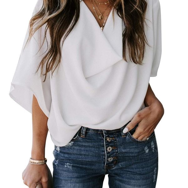 blouses women fashion summer casual loose draped chiffon shirts female half sleeve folds v neck blouses s xxl lj200811, White
blouses women fashion summer casual loose draped chiffon shirts female half sleeve folds v neck blouses s xxl lj200811, White