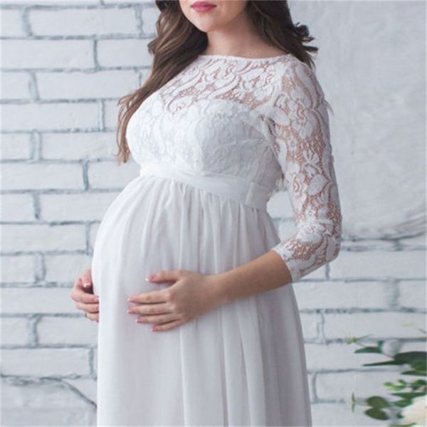 pregnant women lace long dress solid color maternity maxi gown 3/4 sleeve wedding party floor for pography 220419, White
pregnant women lace long dress solid color maternity maxi gown 3/4 sleeve wedding party floor for pography 220419, White