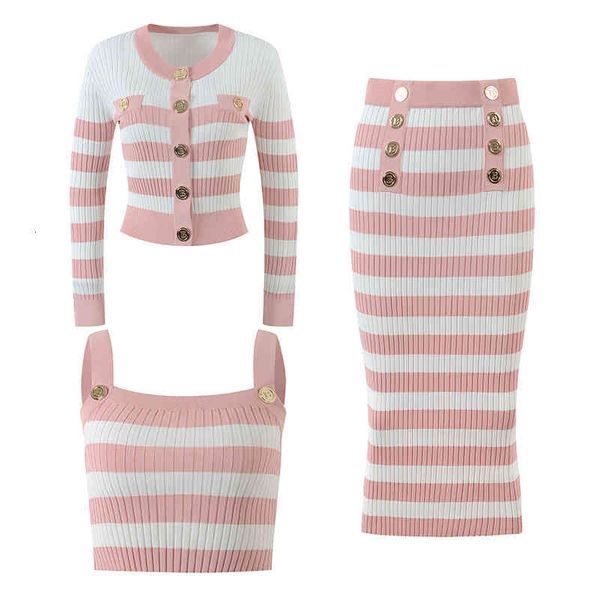 two piece dress spring summer temperament hip wrap skirt knitted suspender round neck cardigan three piece set fashionable stripe contrast s, White
two piece dress spring summer temperament hip wrap skirt knitted suspender round neck cardigan three piece set fashionable stripe contrast s, White