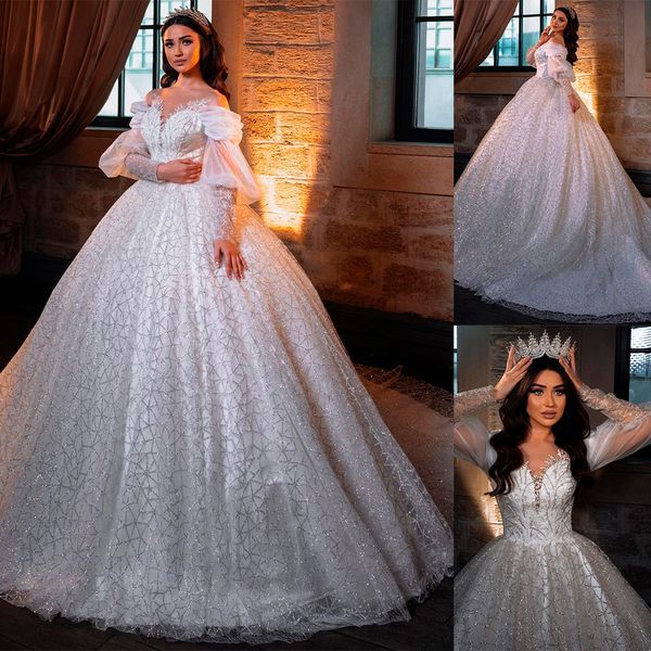 luxury bride wedding dress off shoulder sequins lace long sleeve ball gown satin bridal custom made wedding dresses, White
luxury bride wedding dress off shoulder sequins lace long sleeve ball gown satin bridal custom made wedding dresses, White