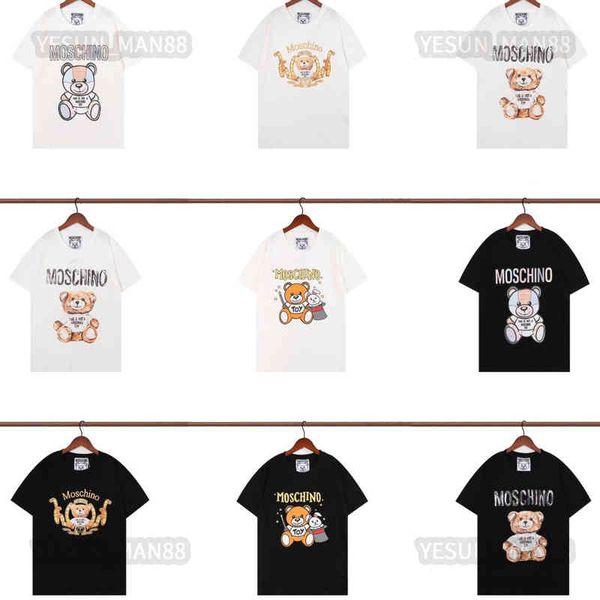 designer luxury moscs classic letter bear printed t shirt fashion mens and womens couples cotton short sleeves round collar loose tee, White;black
designer luxury moscs classic letter bear printed t shirt fashion mens and womens couples cotton short sleeves round collar loose tee, White;black