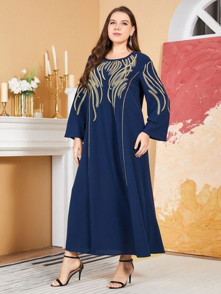 plus plant embroidery dress o5ji#, Black 
plus plant embroidery dress o5ji#, Black