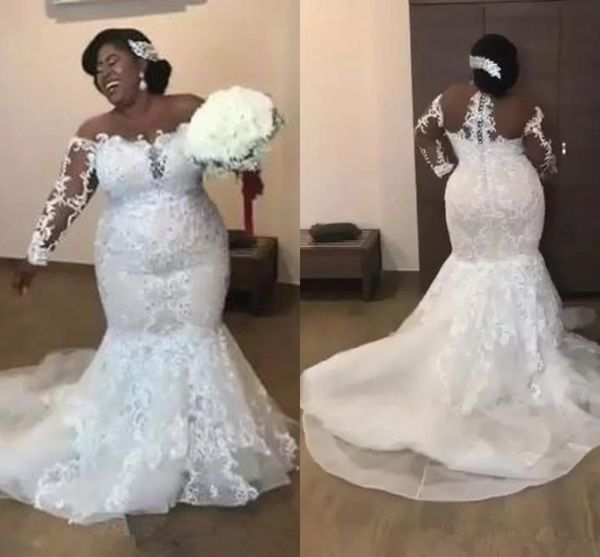 2022 plus size wedding dresses bridal gowns off shoulder sheer long sleeves lace applique mermaid bridal party african women dress, White
2022 plus size wedding dresses bridal gowns off shoulder sheer long sleeves lace applique mermaid bridal party african women dress, White