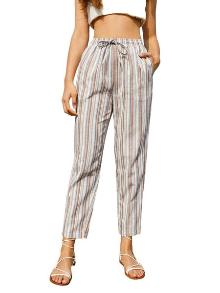 striped colorblock drawstring waist pants q6hq#, Black;white
striped colorblock drawstring waist pants q6hq#, Black;white