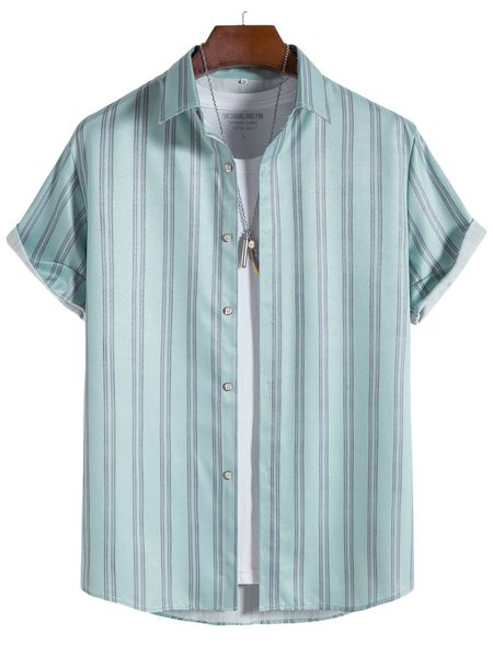 men striped print shirt without tee f2j2#, White;black 
men striped print shirt without tee f2j2#, White;black