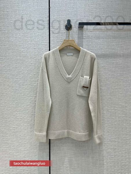 

women's knits & tees designer bt39717 shenzhen nanyou leisure style v-neck cashmere sweater korean version high-end simple loose knit d, White