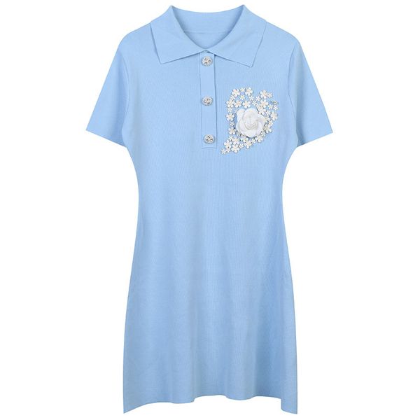 518 2022 summer kint short sleeve lapel neck brand same style sweater blue black white pink beads pullover luxury womens clothes mingmei, White;black
518 2022 summer kint short sleeve lapel neck brand same style sweater blue black white pink beads pullover luxury womens clothes mingmei, White;black