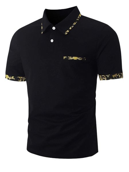 men baroque print polo shirt v91z#, White;black
men baroque print polo shirt v91z#, White;black