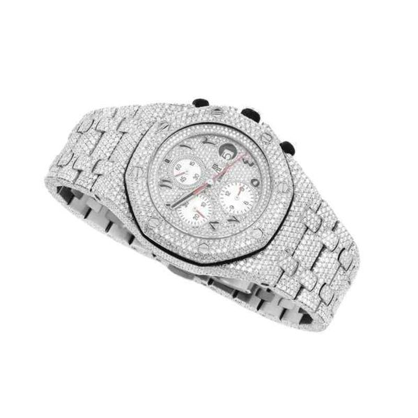 luxury watch for men mechanical es white silver plating still moissanite diamond swiss brand geneva wristwatches, Slivery;brown
luxury watch for men mechanical es white silver plating still moissanite diamond swiss brand geneva wristwatches, Slivery;brown