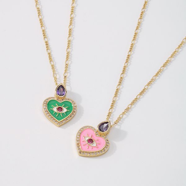 classic necklace gold plated fashion elegant heart love pendant necklaces for woman jewelry highly quality green pink eyes, Silver
classic necklace gold plated fashion elegant heart love pendant necklaces for woman jewelry highly quality green pink eyes, Silver