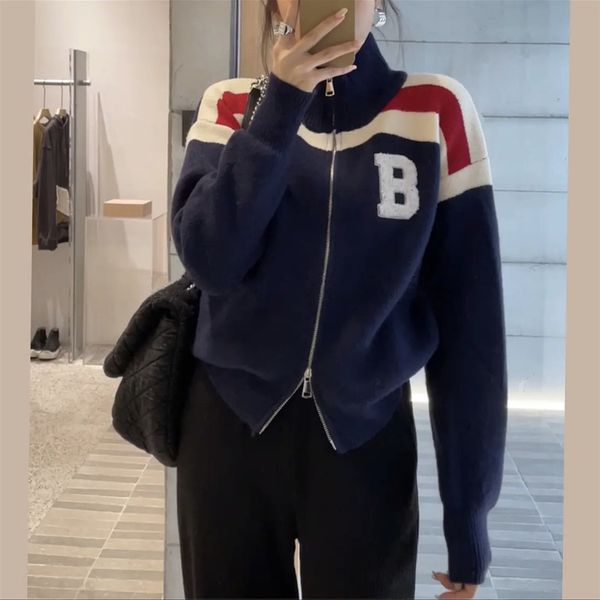 color block letter flocking double side zipper up front knit cardigan khaki / gray / green /white turtleneck women sweater coat
color block letter flocking double side zipper up front knit cardigan khaki / gray / green /white turtleneck women sweater coat