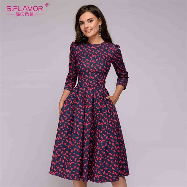 s flavor women elegant a line midi dress vintage printing party vestidos three quarter sleeve women spring summer casual dress 210322, Black;gray
s flavor women elegant a line midi dress vintage printing party vestidos three quarter sleeve women spring summer casual dress 210322, Black;gray