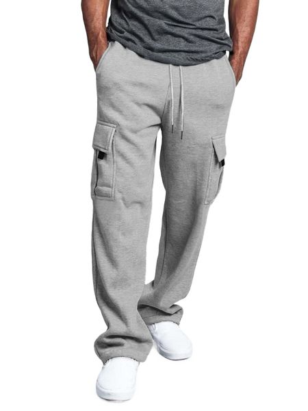 men drawstring waist flap pocket sweatpants b5lq#, Black