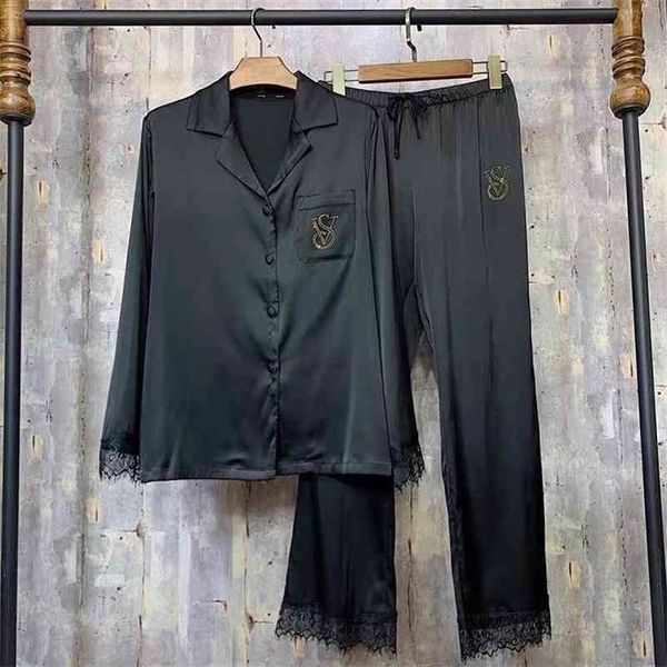 lace patchwork pajamas for women letters satin sleepwear pyjamas winter lounge wear wholesale clothing vendors for women sets 210325, Black;red
lace patchwork pajamas for women letters satin sleepwear pyjamas winter lounge wear wholesale clothing vendors for women sets 210325, Black;red