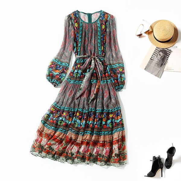 european and american women's wear spring 2022 new long sleeve lantern sleeve printing lace-up fashionable pleated silk dress, Black;gray
european and american women's wear spring 2022 new long sleeve lantern sleeve printing lace-up fashionable pleated silk dress, Black;gray